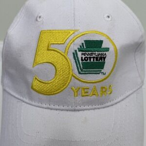 Pennsylvania PA Lottery Embroidered 50 Year Anniversary Adjustable Hat White EUC